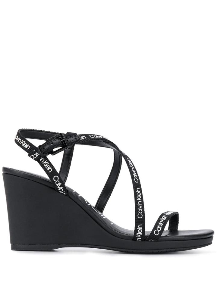 Calvin Klein Logo Wedges - Black