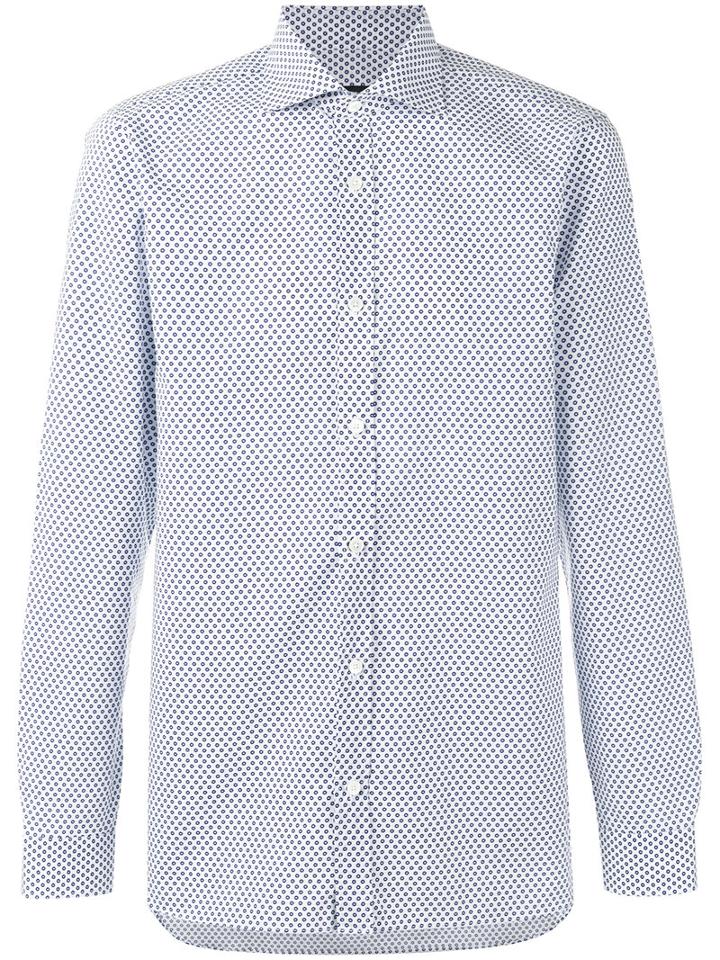 Z Zegna Floral Print Shirt, Men's, Size: Xxl, White, Cotton