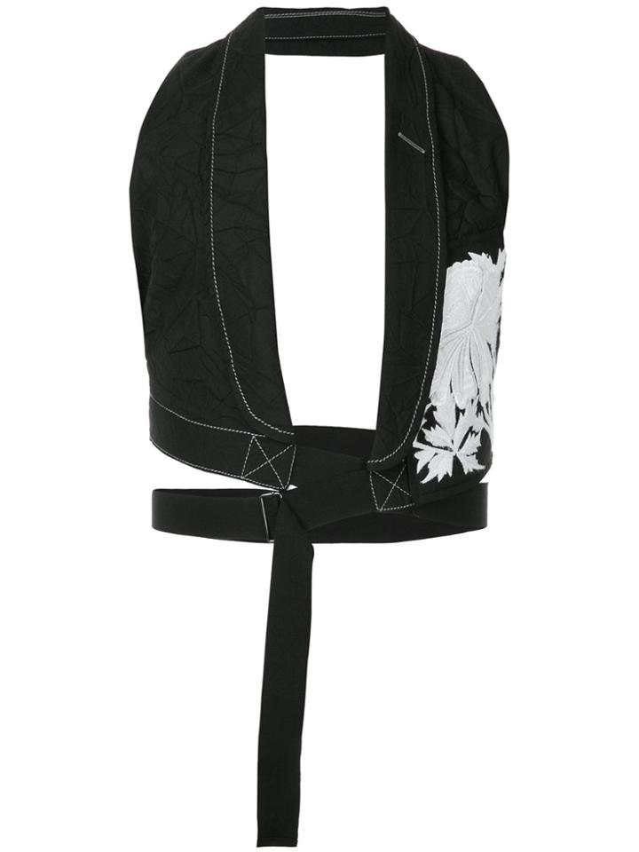 Ann Demeulemeester Floral Embroidered Waistcoat - Black