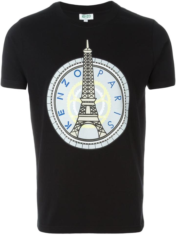 Kenzo Eiffel Tower T-shirt, Men's, Size: S, Black, Cotton