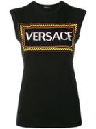 Versace Logo Print Tank Top - Black