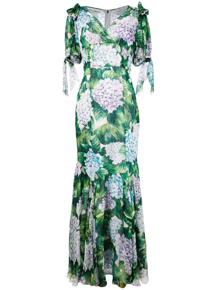 Dolce & Gabbana - Hydrangea Print Maxi Dress - Women - Silk/spandex/elastane/polyamide/cotton - 44, Silk/spandex/elastane/polyamide/cotton