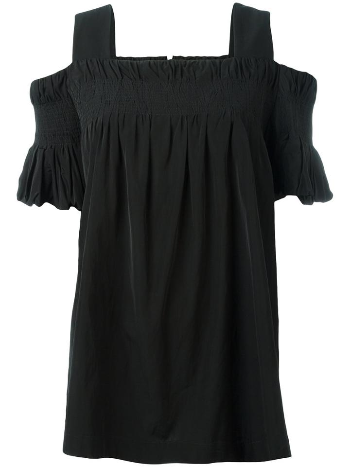 Dries Van Noten Smocked Neckline Blouse, Women's, Size: 38, Black, Cotton/viscose