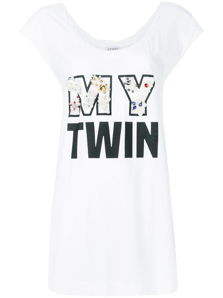 Twin-set My Twin Slogan Print Top - White