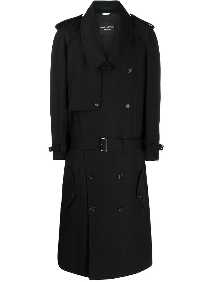 Comme Des Garçons Homme Plus Double Breasted Trench Coat - Black
