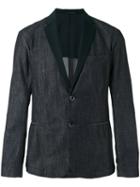 Emporio Armani Faille-trimmed Denim Blazer, Men's, Size: Xl, Blue, Cotton/polyester