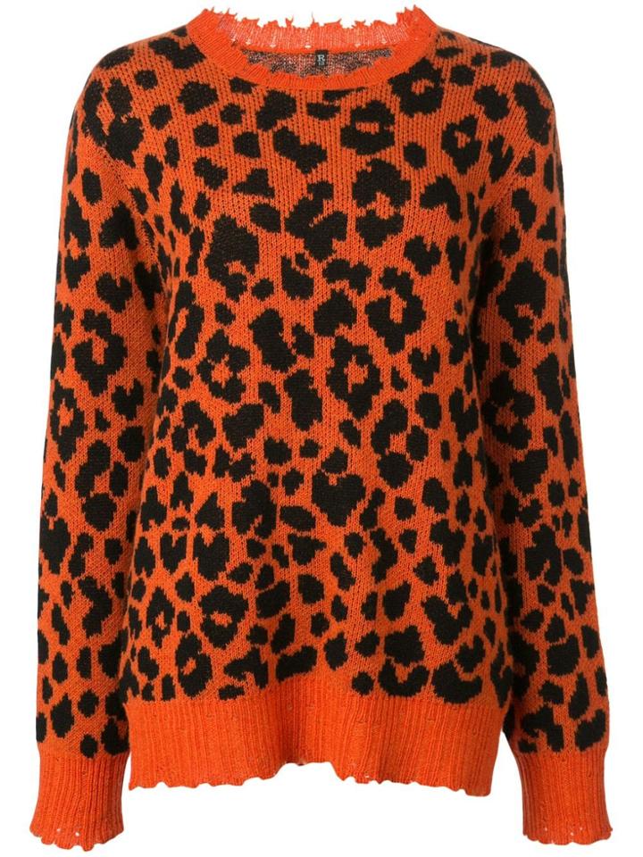 R13 Leopard Intarsia Jumper - Orange