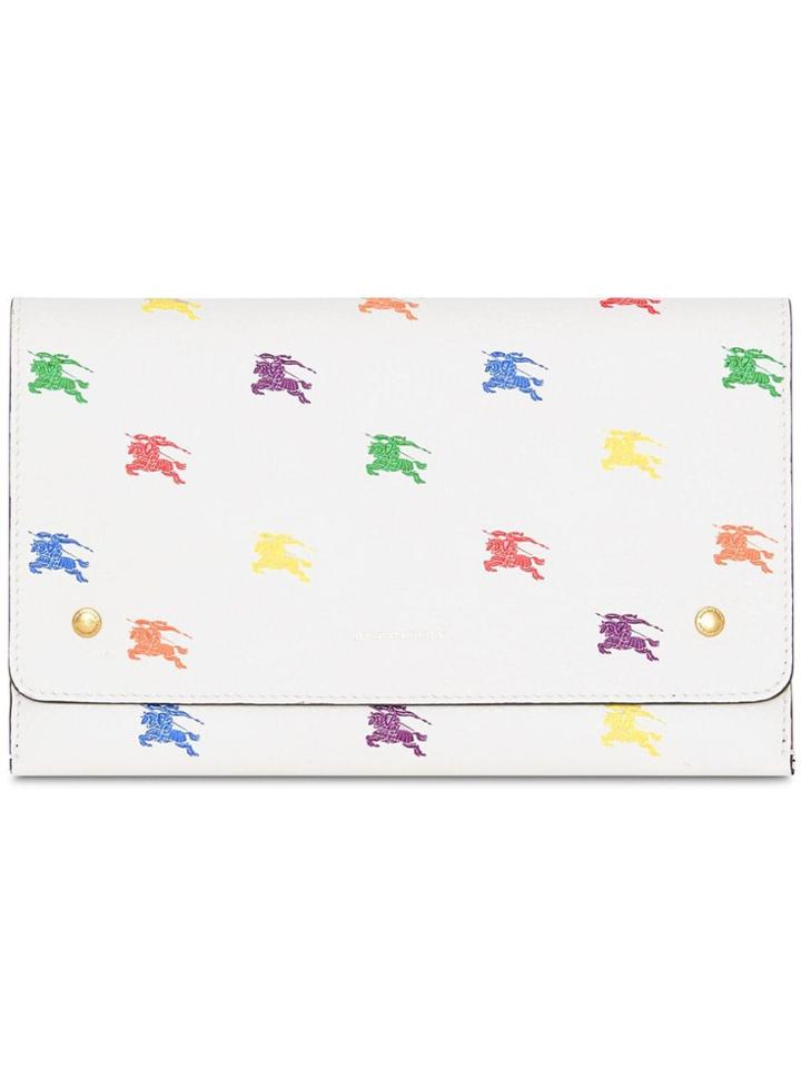 Burberry Ekd Leather Wristlet Clutch - White