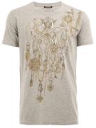 Balmain Medal Print T-shirt, Men's, Size: Small, Grey, Cotton
