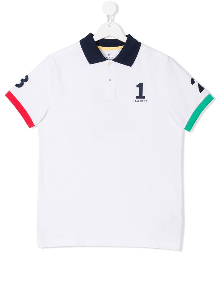 Hackett Kids Numbers Print Polo Shirt - White