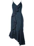 C/meo Ruffle Asymmetric Midi Dress - Blue
