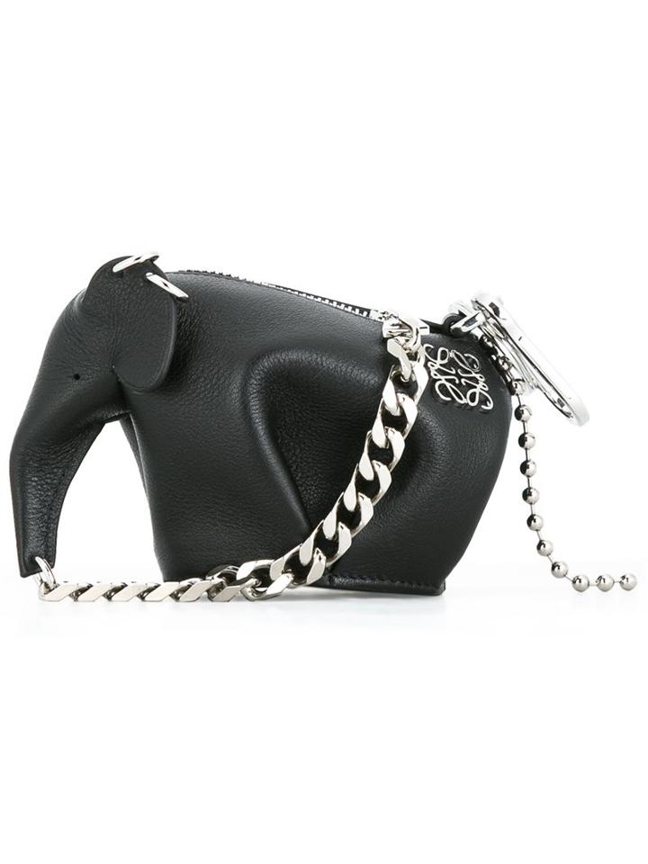 Loewe Punk Elephant Purse, Women's, Black, Calf Leather/palladium
