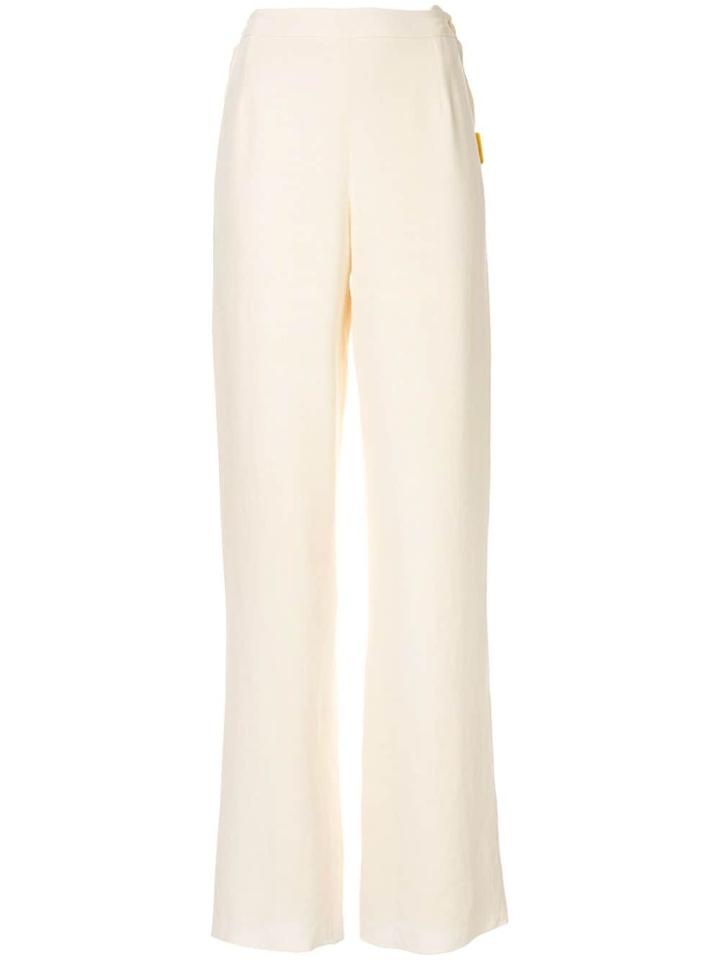 Hermès Pre-owned Silk Straight Trousers - Neutrals