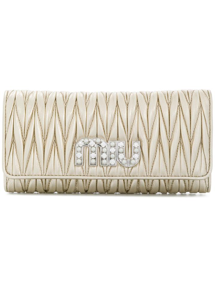 Miu Miu Matelassé Continental Wallet - Metallic