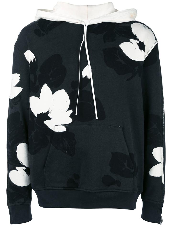 3.1 Phillip Lim - Floral Pattern Hoodie - Men - Cotton - M, Black, Cotton