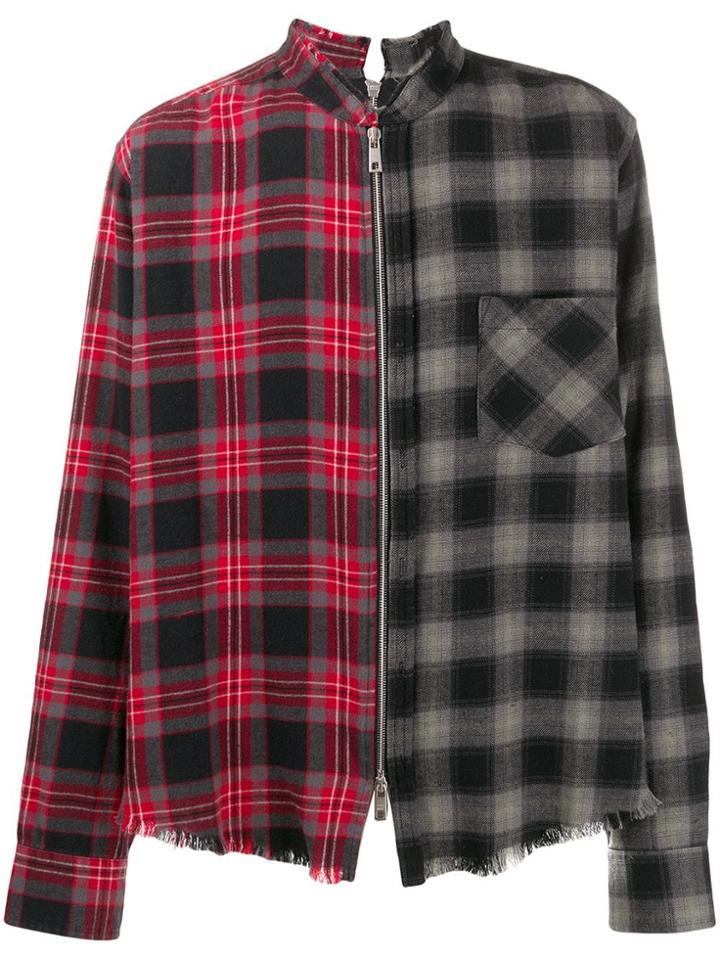 Giorgio Brato Asymmetric Tartan Shirt Jacket - Black