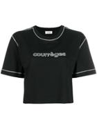 Courrèges Logo Cropped T-shirt - Black