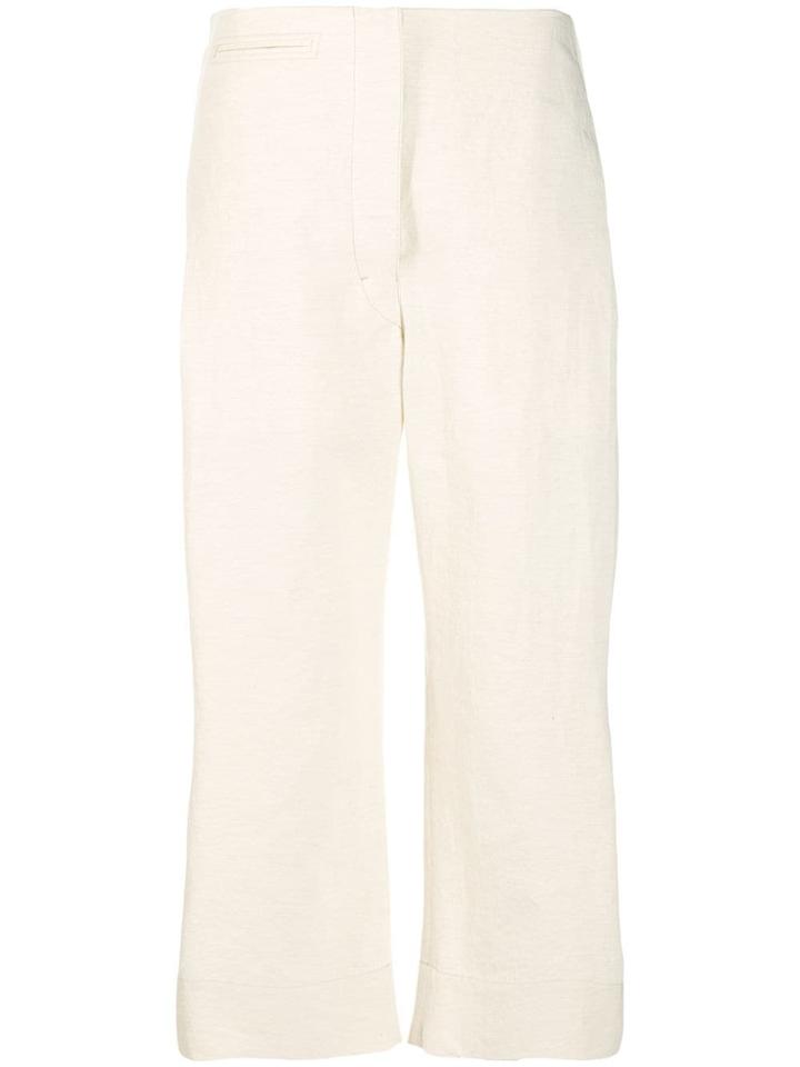 Lemaire Cropped Chino Trousers - White