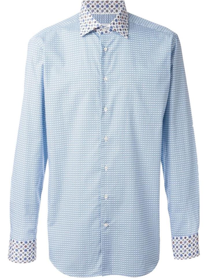 Etro Printed Shirt, Men's, Size: 41, White, Cotton