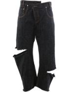 Monse Cut Out Cropped Jeans - Black