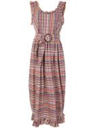 Isa Arfen Ruffle Trim Checked Dress - Multicolour