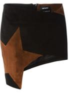 Anthony Vaccarello Star Patch Mini Skirt, Women's, Size: 36, Black, Goat Skin/viscose/acrylic