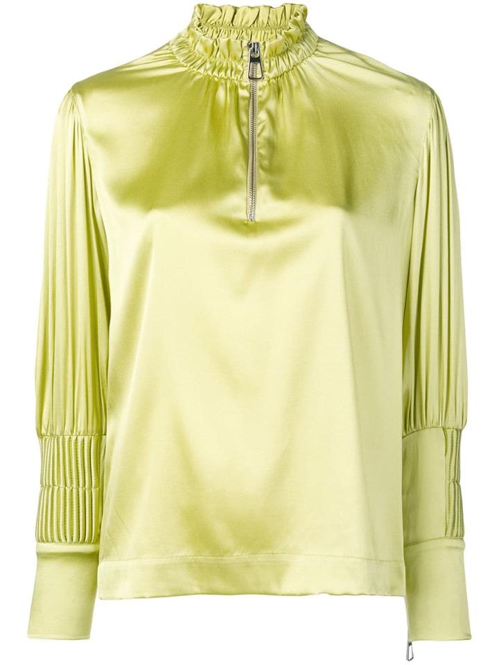 Each X Other Pin Tuck Satin Blouse - Green