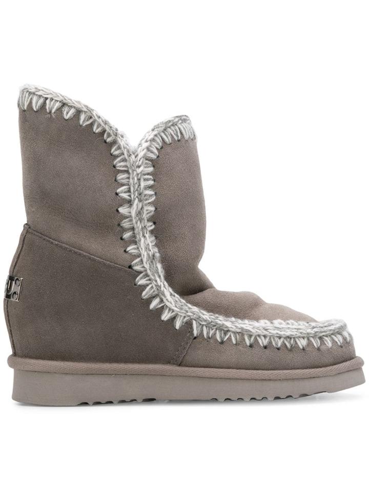 Mou Stitch Detail Boots - Grey