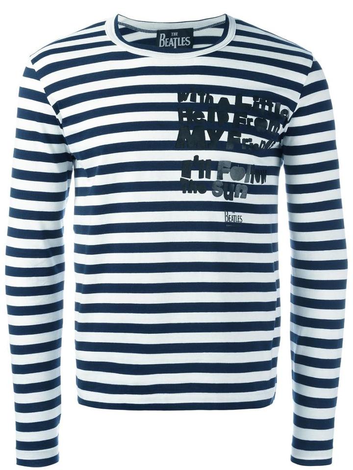 Comme Des Garçons Striped Longsleeved T-shirt, Men's, Size: Large, Blue, Cotton