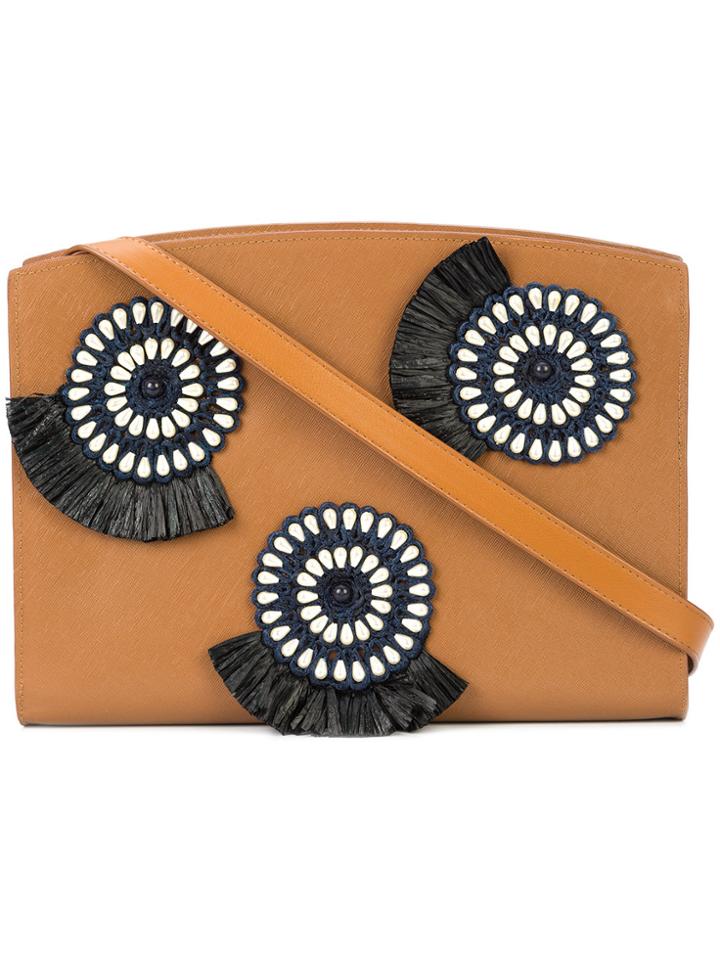 Lizzie Fortunato Jewels Pinwheel Embroidered Shoulder Bag - Brown