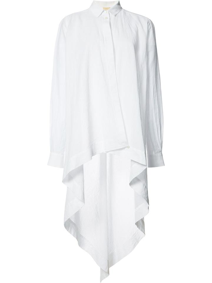 Forme D'expression - High Low Hem Shirt - Women - Cotton/linen/flax - 44, White, Cotton/linen/flax