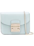 Furla Metropolis Mini Shoulder Bag, Women's, Blue, Leather/viscose/nylon