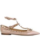 Valentino Rockstud Ballerinas, Women's, Size: 35, Pink/purple, Leather/metal