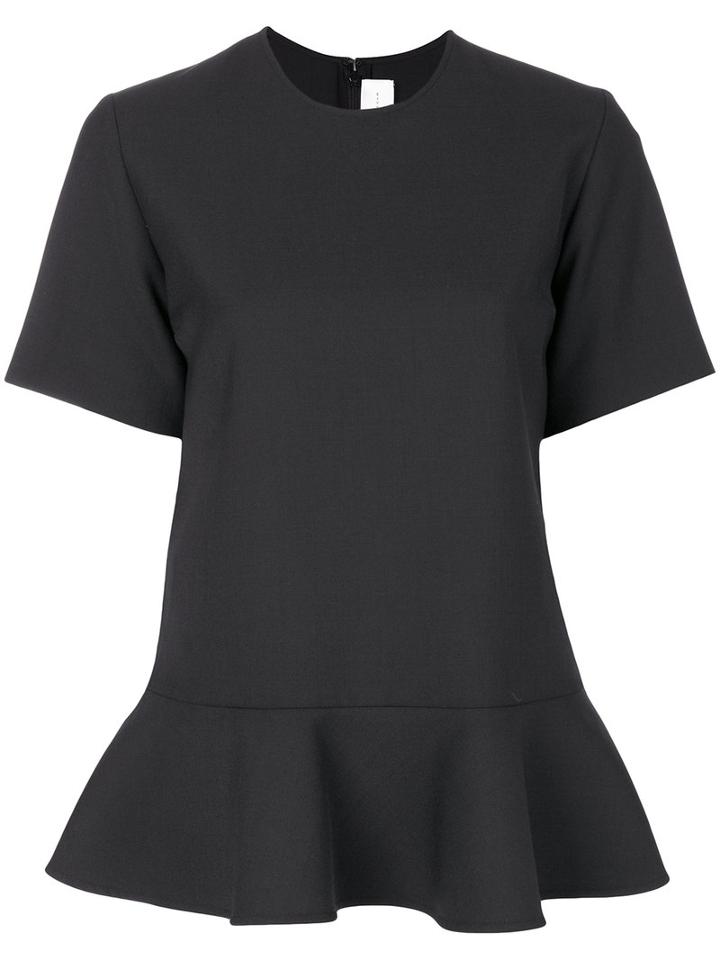 Victoria Victoria Beckham - Short-sleeve Peplum Blouse - Women - Silk/nylon/polyester/wool - 6, Black, Silk/nylon/polyester/wool