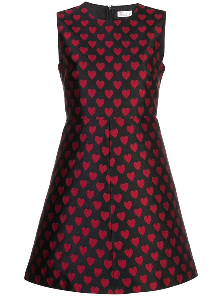 Red Valentino Heart Embroidered Skater Dress - Black