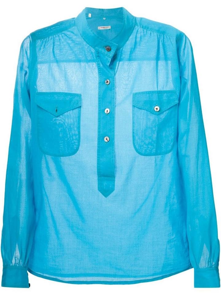 Yves Saint Laurent Pre-owned Band Collar Shirt - Blue
