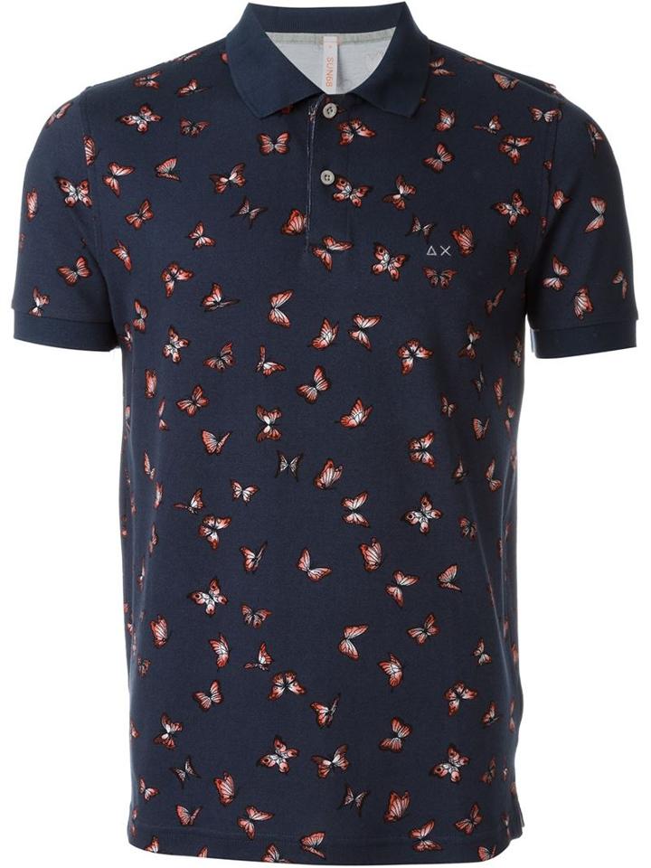 Sun 68 Butterfly Print Polo Shirt