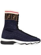 Fendi Rockoko Fabric Hi-top Sneakers - Blue