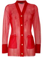 Alexander Mcqueen Sheer Cable Knit Cardigan - Red