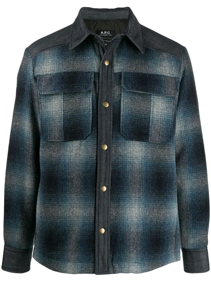 A.p.c. Checked Pattern Shirt-jacket - Blue