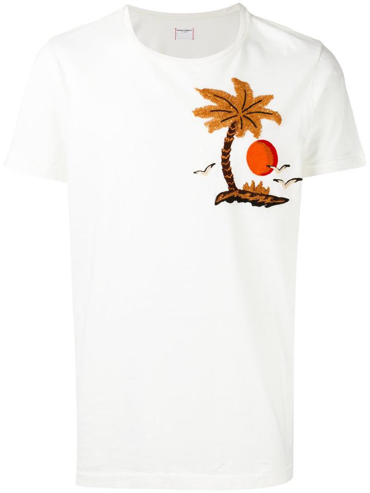 Htc Hollywood Trading Company Embroidered Palm Tree T-shirt, Men's, Size: Large, White, Cotton