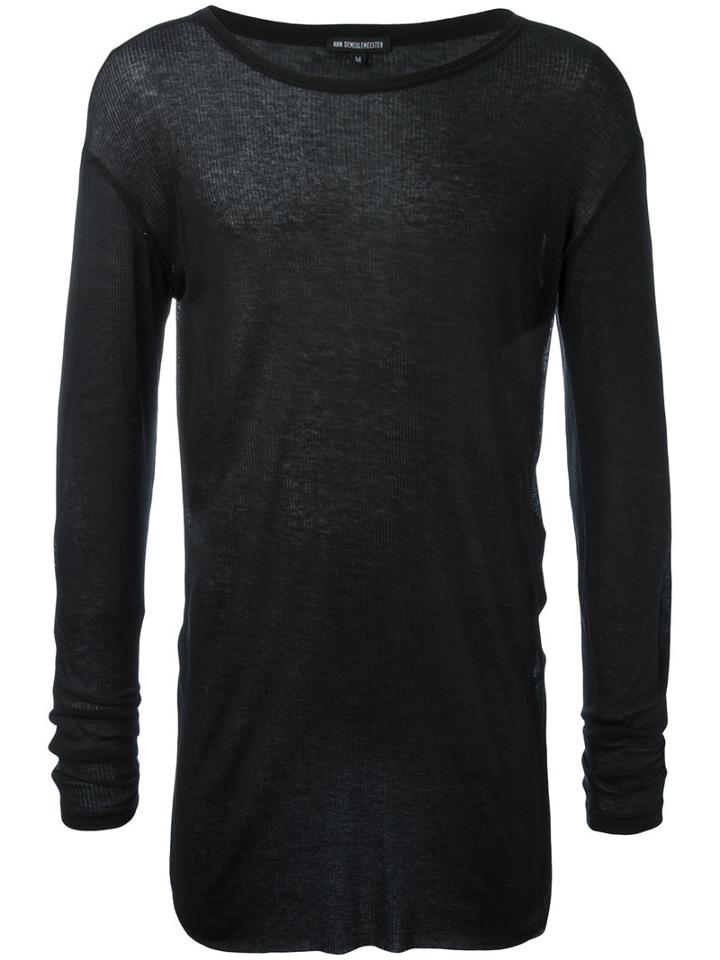 Ann Demeulemeester Round Neck Jumper, Men's, Size: Medium, Black, Lyocell/cotton