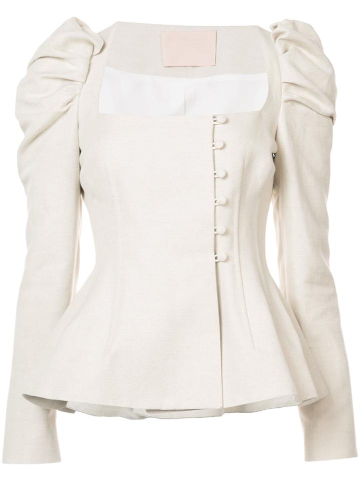 Brock Collection Square Neck Single Breasted Jacket - Nude & Neutrals