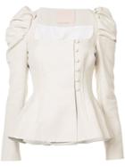 Brock Collection Square Neck Single Breasted Jacket - Nude & Neutrals