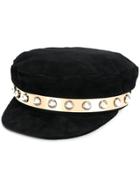 Coliac Pearl Embellished Hat - Black
