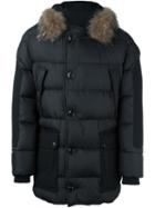 Moncler 'parka' Short Coat, Men's, Size: 4, Black, Feather Down/polyamide/coyote Fur