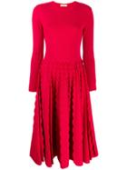 Valentino Scallop Trim Dress - Red