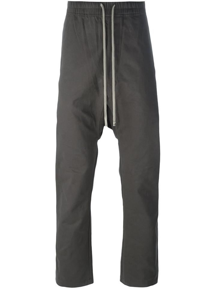 Rick Owens Drkshdw Drop-crotch Track Pants, Men's, Size: 52, Grey, Cotton