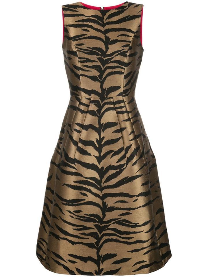 Carolina Herrera Metallic Tiger Print Dress - Brown