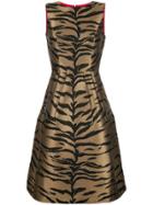 Carolina Herrera Metallic Tiger Print Dress - Brown
